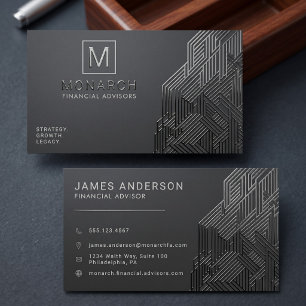 Modern Geometric Financial Advisor Raised Spot UV Business Card