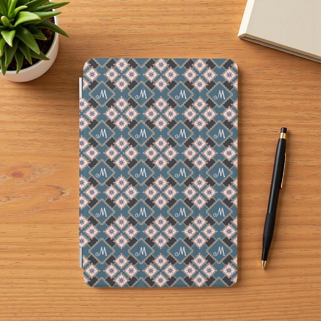 Modern Geometric Floral Monogram Flower Pattern iPad Mini Cover (Creator Uploaded)
