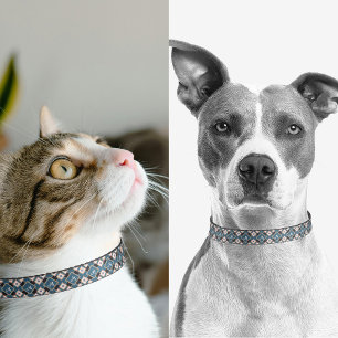 Modern Geometric Floral Monogram Flower Pattern Pet Collar