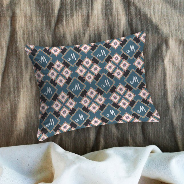 Modern Geometric Floral Monogram Flower Pattern Pillow Case (Creator Uploaded)