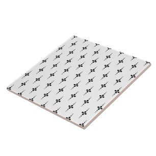 Modern Geometric Floral Pattern Black and White Ceramic Tile