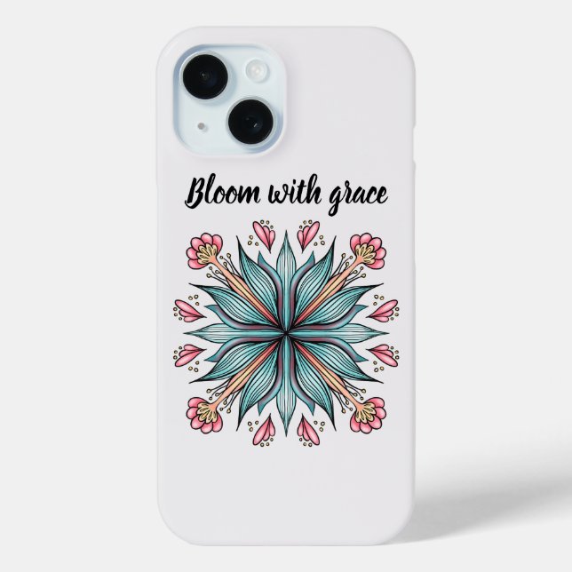 Modern Geometric Floral Typography - Blue Pink Case-Mate iPhone Case (Back)
