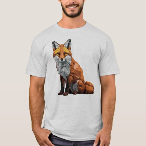 Modern Geometric Fox Abstract Nature Design T_Shirt