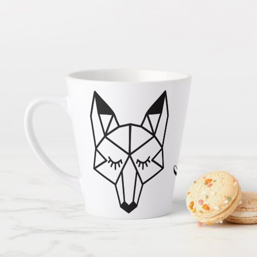 Modern Geometric Fox Foxy Script Latte Mug