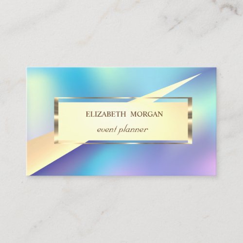 Modern Geometric Frame Gold Holographic Business Card