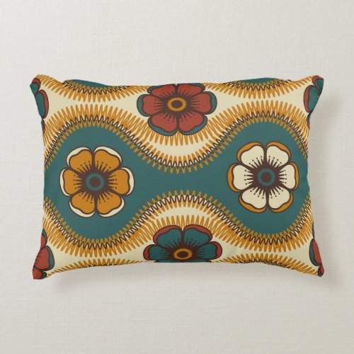 Modern Geometric Funky Floral Style Pattern Accent Pillow