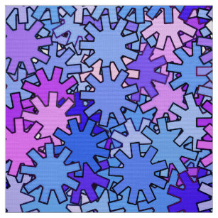 Modern Geometric Gears, Blue, Violet and Orchid Fabric