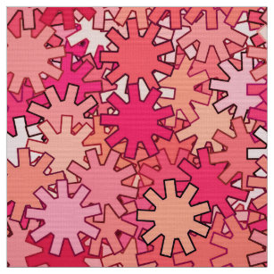 Modern Geometric Gears, Coral Pink and Peach Fabric