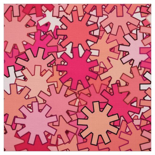 Modern Geometric Gears, Coral Pink and Peach Fabric