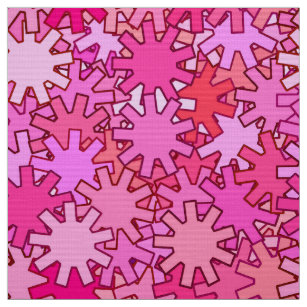 Modern Geometric Gears, Fuchsia and Pink Fabric