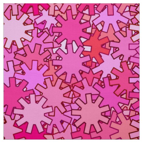 Modern Geometric Gears Fuchsia and Pink Fabric