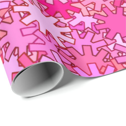 Modern Geometric Gears Fuchsia and Pink Wrapping Paper