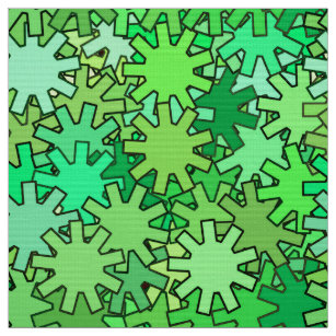 Modern Geometric Gears, Lime & Emerald Green Fabric