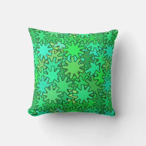 Modern Geometric Gears Lime  Emerald Green Throw Pillow