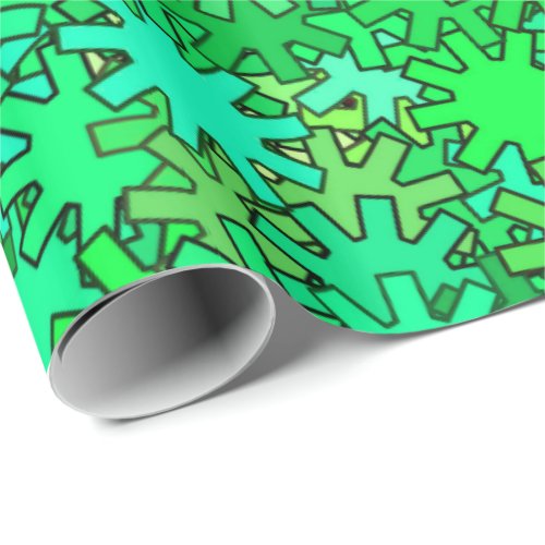Modern Geometric Gears Lime  Emerald Green Wrapping Paper