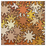 Modern Geometric Gears, Mustard Gold &amp; Brown Fabric