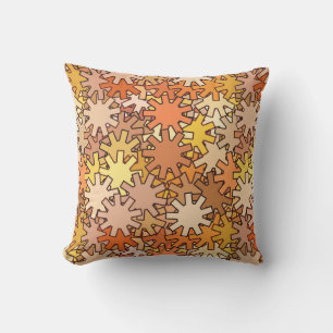 Modern Geometric Gears, Mustard Gold & Brown Outdoor Pillow
