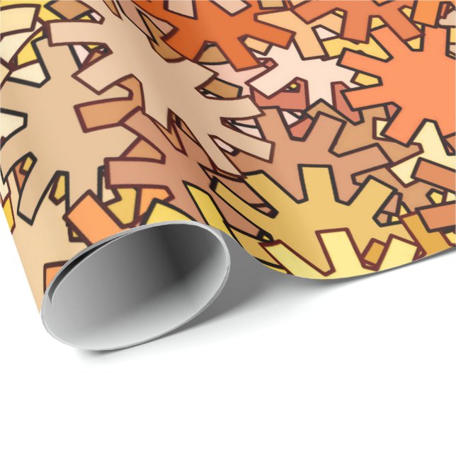 Modern Geometric Gears, Mustard Gold & Brown Wrapping Paper (Roll Corner)