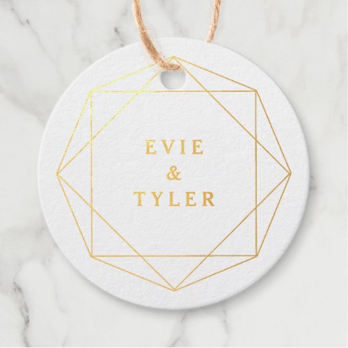 Modern geometric gem foil wedding favor tag