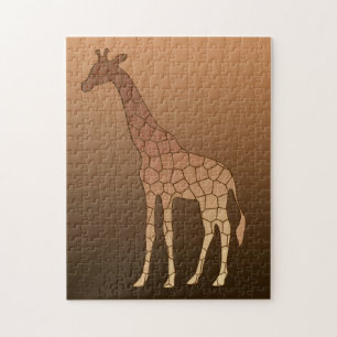 Modern Geometric Giraffe, Copper and Brown Jigsaw Puzzle