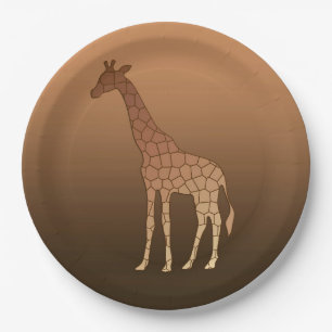 Modern Geometric Giraffe, Copper and Brown Paper Plates
