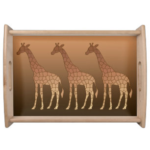 Modern Geometric Giraffe, Copper and Brown Serving Tray