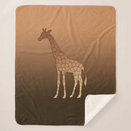 Modern Geometric Giraffe Copper and Brown Sherpa Blanket