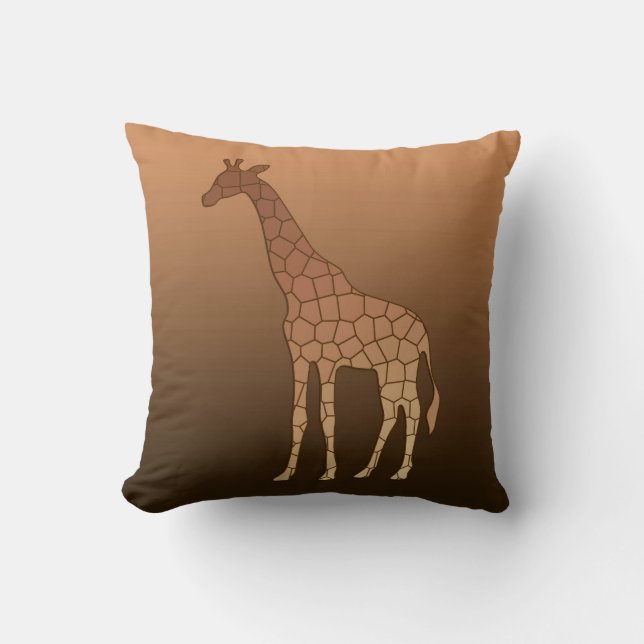 Modern Geometric Giraffe, Copper and Brown Throw Pillow (Front)