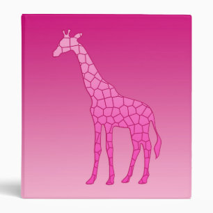 Modern Geometric Giraffe, Fuchsia and Light Pink 3 Ring Binder