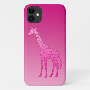 Modern Geometric Giraffe, Fuchsia and Light Pink iPhone 11 Case