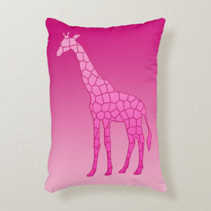 Modern Geometric Giraffe, Fuchsia and Light Pink Decorative Pillow