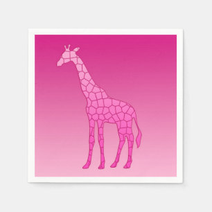 Modern Geometric Giraffe, Fuchsia and Light Pink Napkins