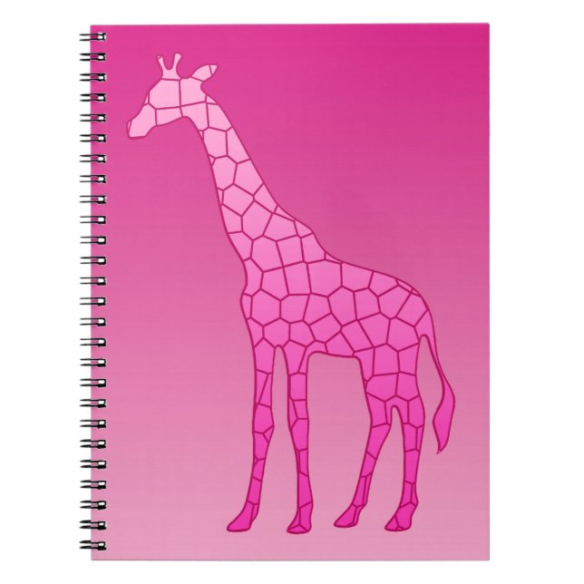 Modern Geometric Giraffe, Fuchsia and Light Pink Notebook (Front)