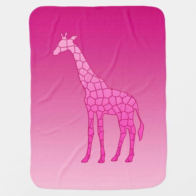 Modern Geometric Giraffe, Fuchsia and Light Pink Receiving Blanket (Front)
