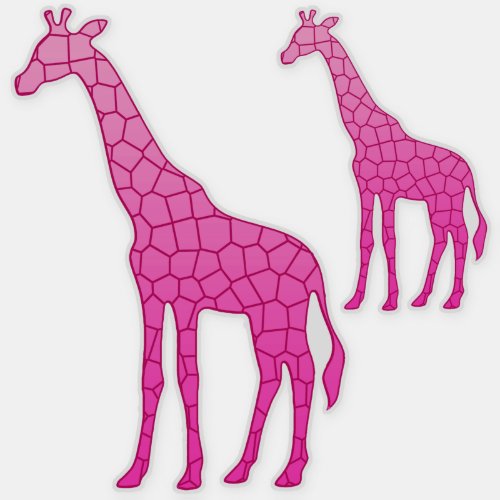 Modern Geometric Giraffe Fuchsia and Light Pink Sticker