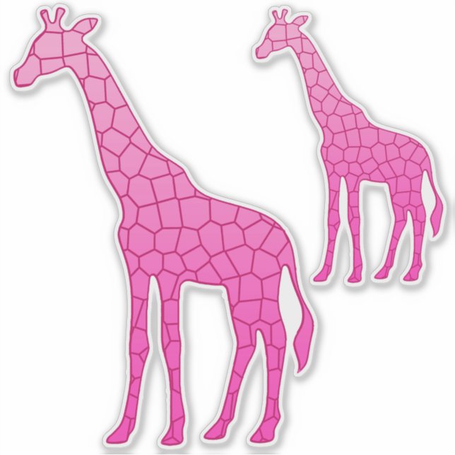 Modern Geometric Giraffe, Fuchsia and Light Pink Sticker (Front)