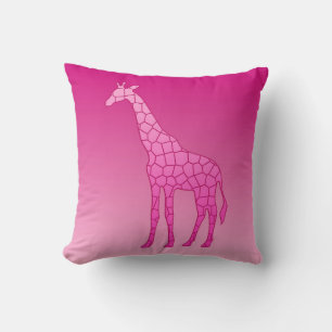 Modern Geometric Giraffe, Fuchsia and Light Pink Throw Pillow