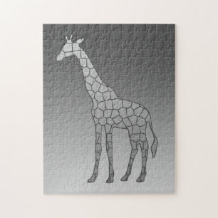 Modern Geometric Giraffe Silver Gray / Gray Jigsaw Puzzle