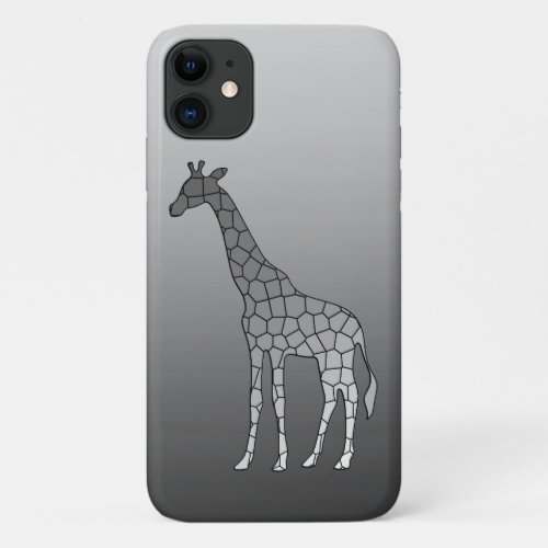 Modern Geometric Giraffe Silver Gray  Grey iPhone 11 Case