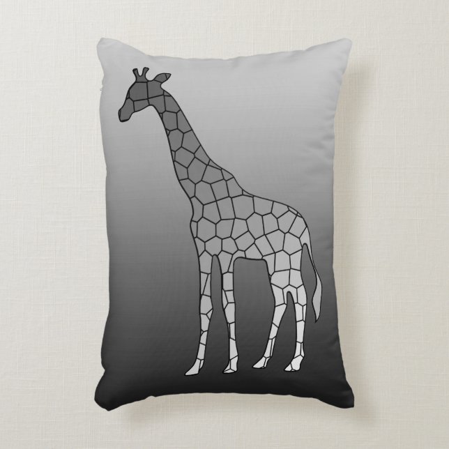 Modern Geometric Giraffe, Silver Gray / Grey Decorative Pillow (Front(Vertical))
