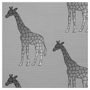Modern Geometric Giraffe, Silver Gray / Grey Fabric