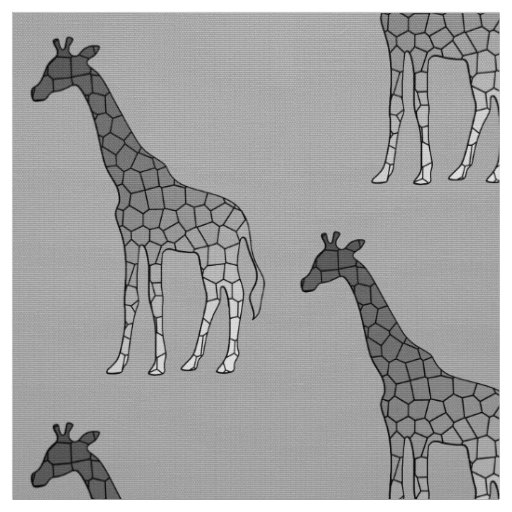 Modern Geometric Giraffe, Silver Gray / Grey Fabric