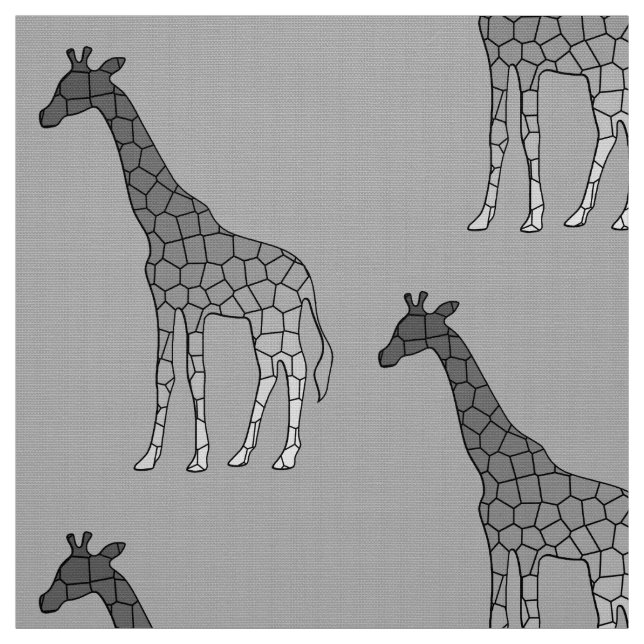 Modern Geometric Giraffe, Silver Gray / Grey Fabric (Swatch)