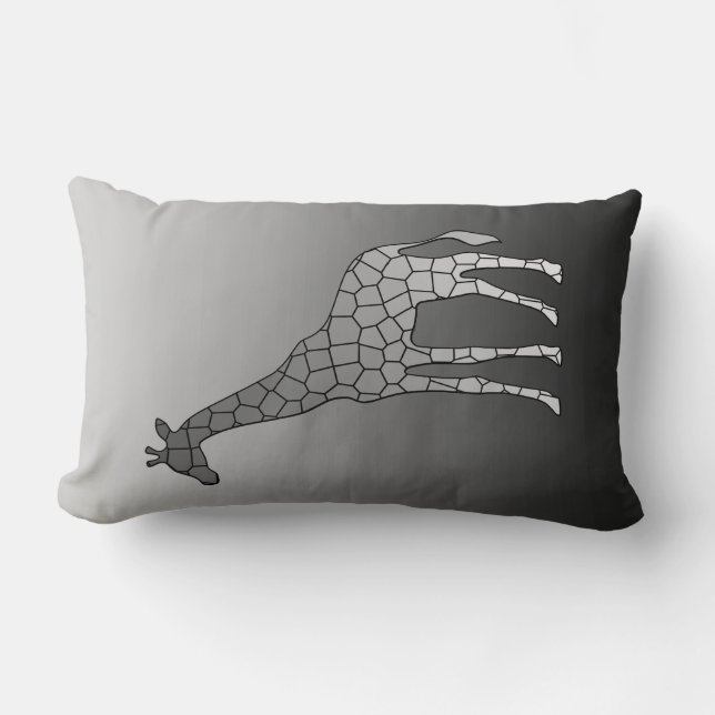 Modern Geometric Giraffe, Silver Gray / Grey Lumbar Pillow (Front)