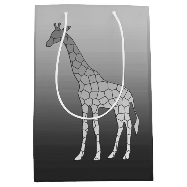 Modern Geometric Giraffe, Silver Gray / Grey Medium Gift Bag (Front)