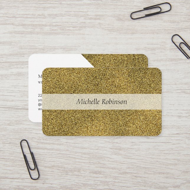 Modern Geometric Glitter Gold Professional Business Card (Front/Back In Situ)