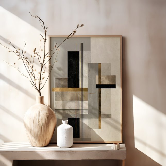 Modern Geometric Gold Abstract Art Canvas Print (Creator Uploaded)