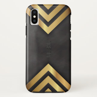 Modern geometric gold and black background iPhone XS case