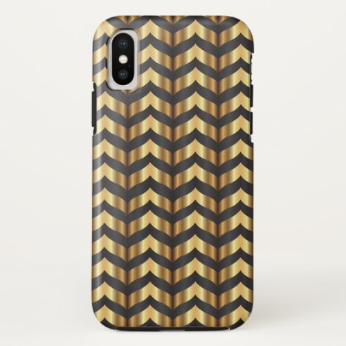 Modern geometric gold and gray chevron pattern iPhone x case