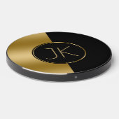 Modern Geometric Gold & Black Design Monogram Wireless Charger (Front 2)